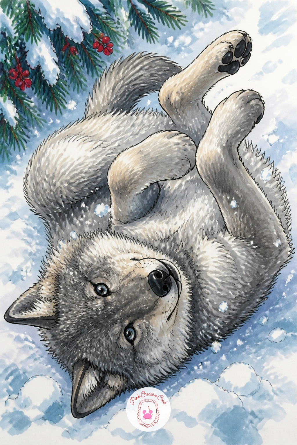 Young Wolf Rolling On Its Back In Snow — A young wolf rolling on its back in fresh snow gives you the most playful, least dignified pose on this whole list