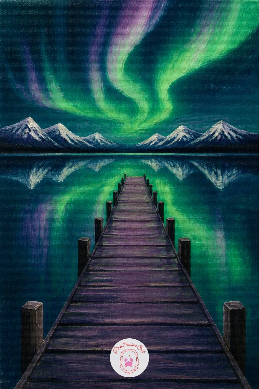 Wooden Jetty on a Still Fjord — A wooden jetty on a still fjord reflecting green and violet light is the first reflection piece on this list, and reflections