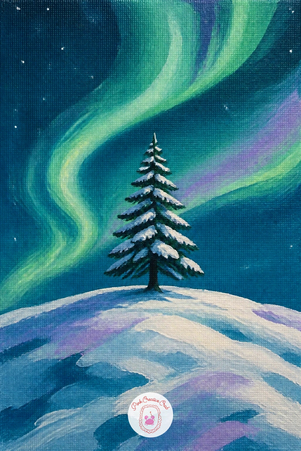 Lone Snowy Pine on a Hill — A lone snowy pine on a hill with the aurora curling above strips the scene down to its simplest form, which makes it a good subject