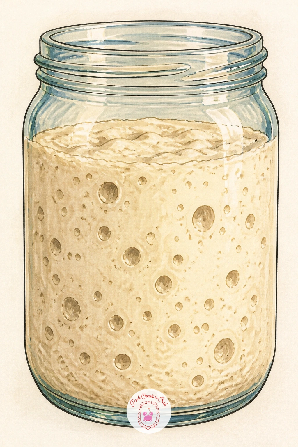 Bubbling Sourdough Starter in a Jar — A jar of sourdough starter is a fun small subject because the bubbles do most of the storytelling. Bread drawing