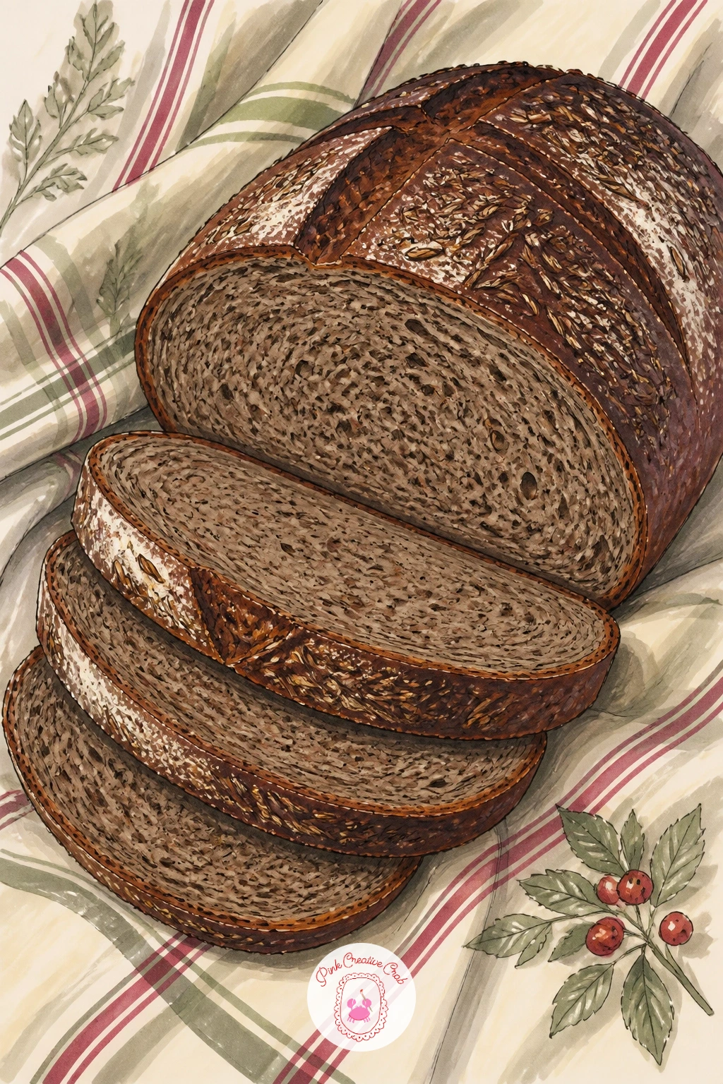 Sliced Rye Loaf With Caraway Seeds on Linen — A rye loaf sliced on a linen cloth gives you a chance to play with a darker, denser crumb than your other loaves.