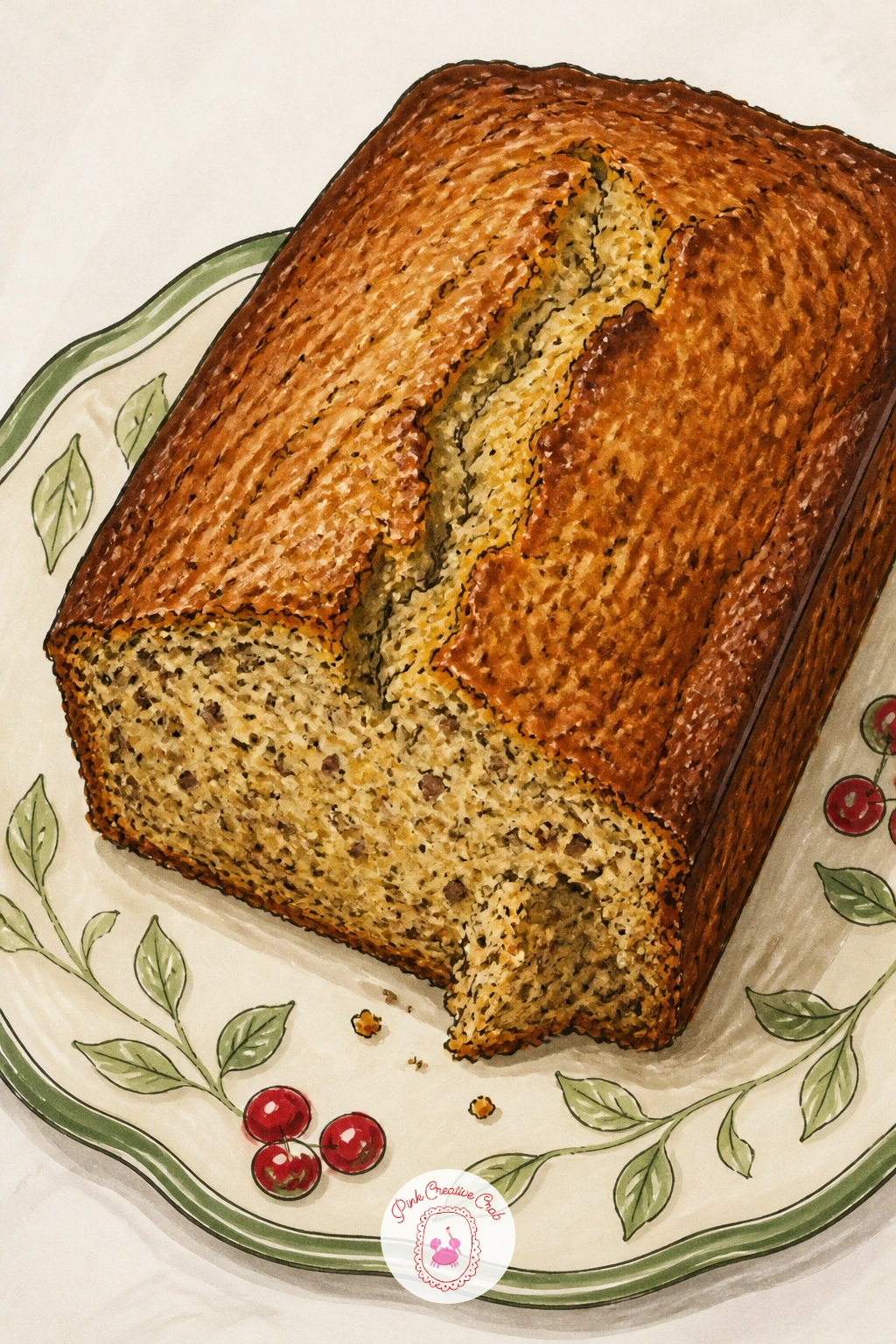 Banana Bread With a Chunk Missing — Banana bread gives you a different shape to work with after all the round loaves, a long rectangular loaf with a dense