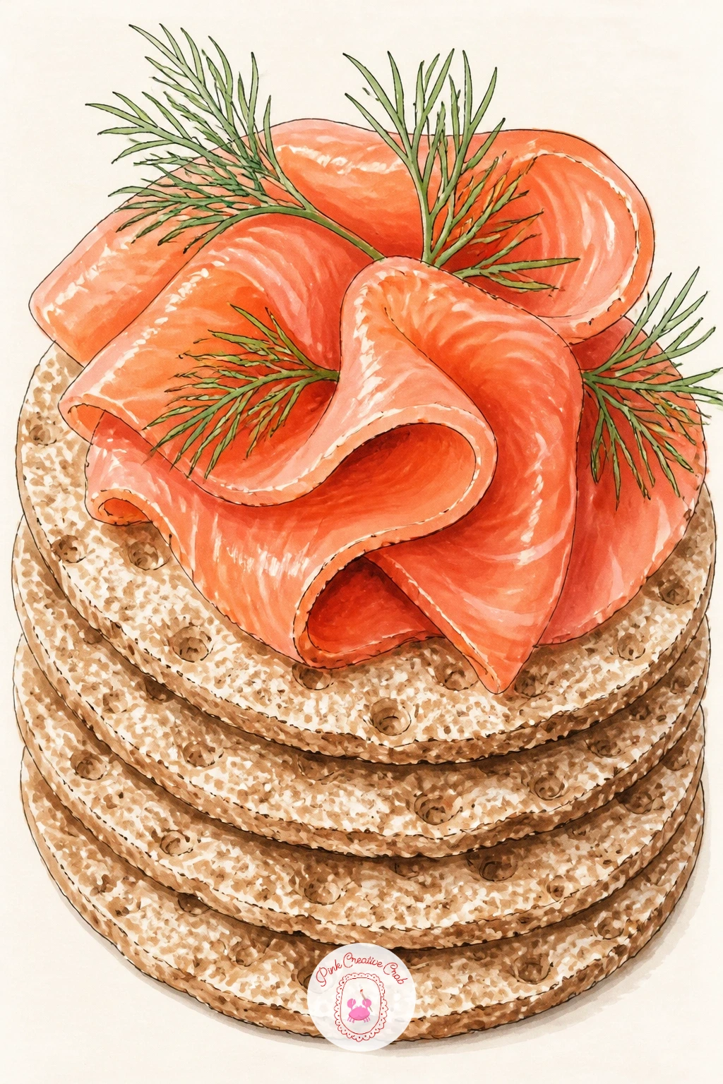 Scandinavian Crispbread With Smoked Salmon and Dill — Crispbread stacked beside smoked salmon and dill gives you sharp, thin shapes to contrast against your