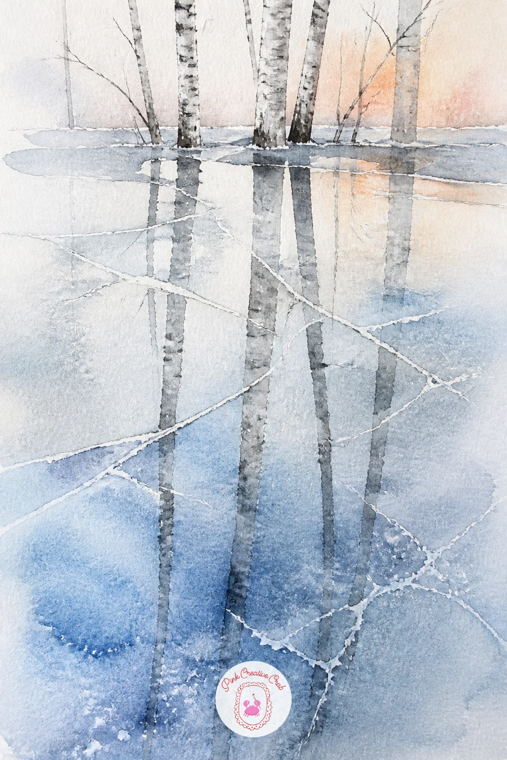 Birches Reflected in Thin Ice — Follow on from a straight stand of trunks with their reflection painted beneath, since water and ice scenes reward working out