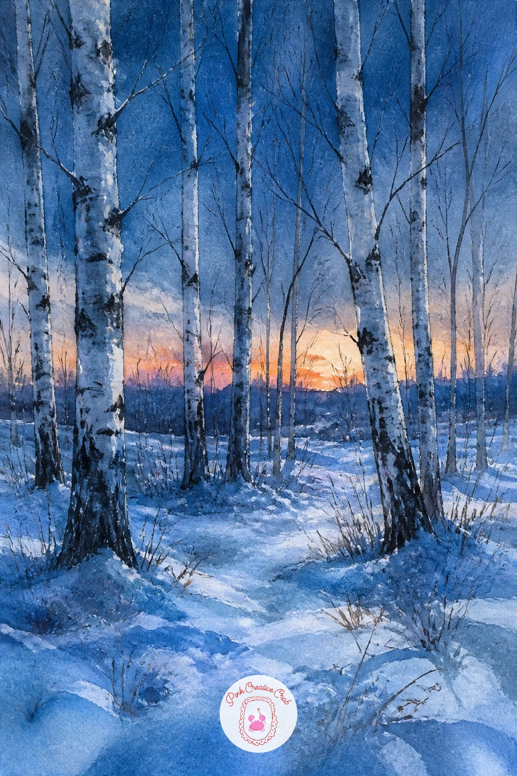 Birch Grove Glowing Blue Just After Sunset — Close the set with the quietest light of the day: a birch grove just after sunset, when the sun itself is gone but