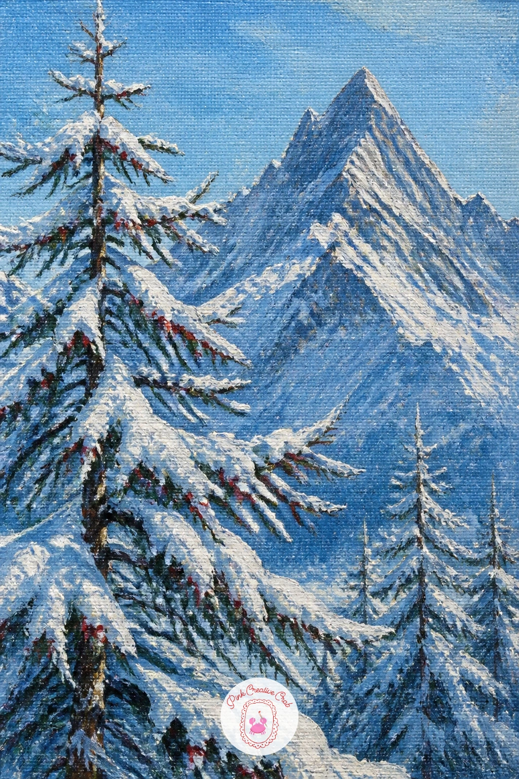Snow-Heavy Larches on a Blue Morning — Larches carry snow differently than pines, in soft drooping clumps along each branch rather than neat caps, which makes