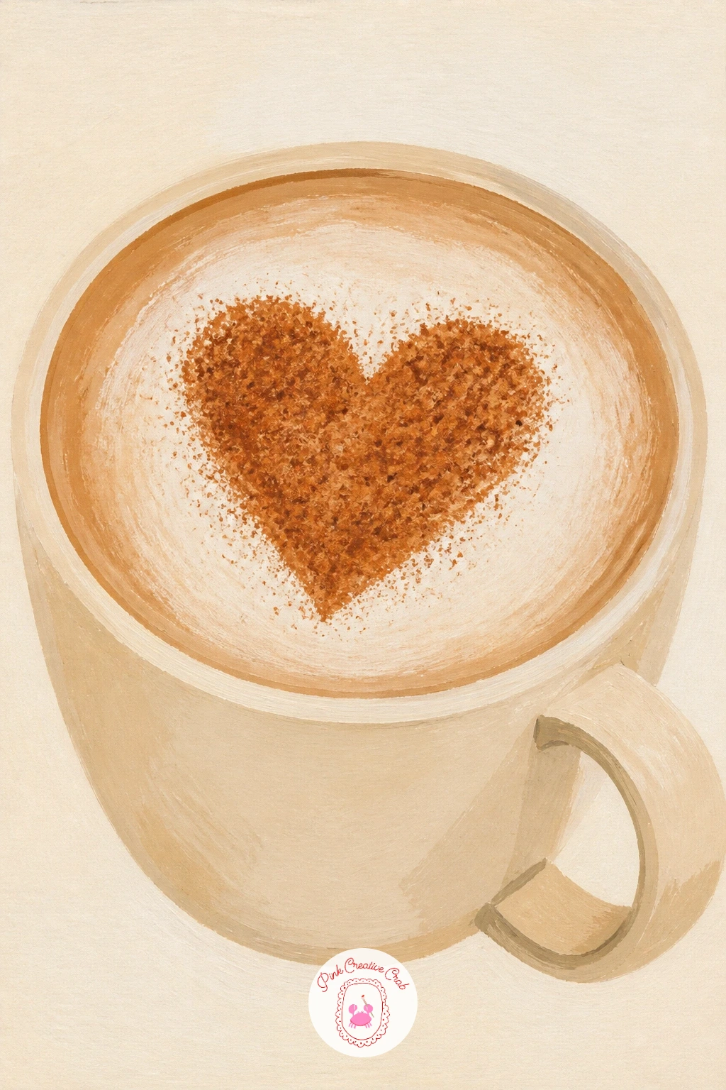 Oat Milk Latte With a Cinnamon Heart — Return to the latte theme with a twist: an oat milk latte topped with a cinnamon heart dusted carefully onto the foam.