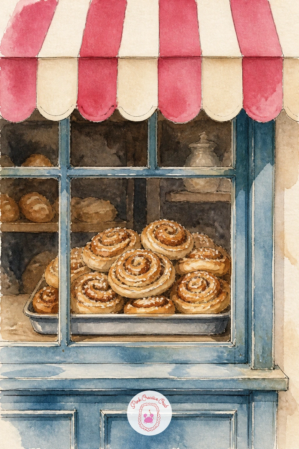 Danish Bakery With Striped Awning — A striped awning is really just a row of evenly spaced triangles or stripes, so mark the spacing lightly in pencil before
