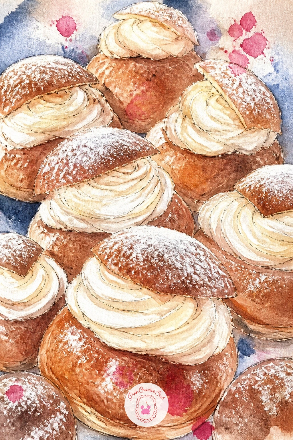 Counter of Cream-Filled Semla Buns — A bakery counter heaped with cream-filled semla buns in February closes this list with the richest texture of the whole