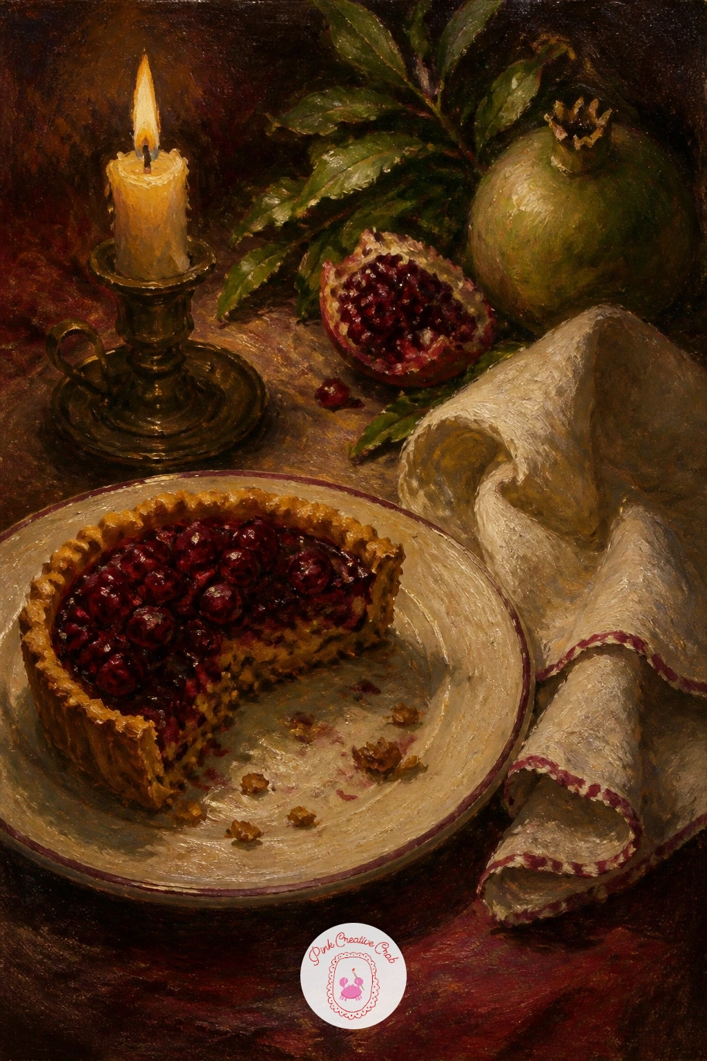 Candlelit Table With a Half-Eaten Tart — A candlelit table with a half-eaten tart and a folded napkin asks you to think about where the light actually comes