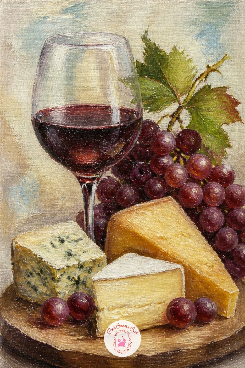 Red Wine, Cheese and Grapes — A glass of red wine, cheese and grapes on a wooden board is a classic for a reason: it teaches transparency, which nothing else