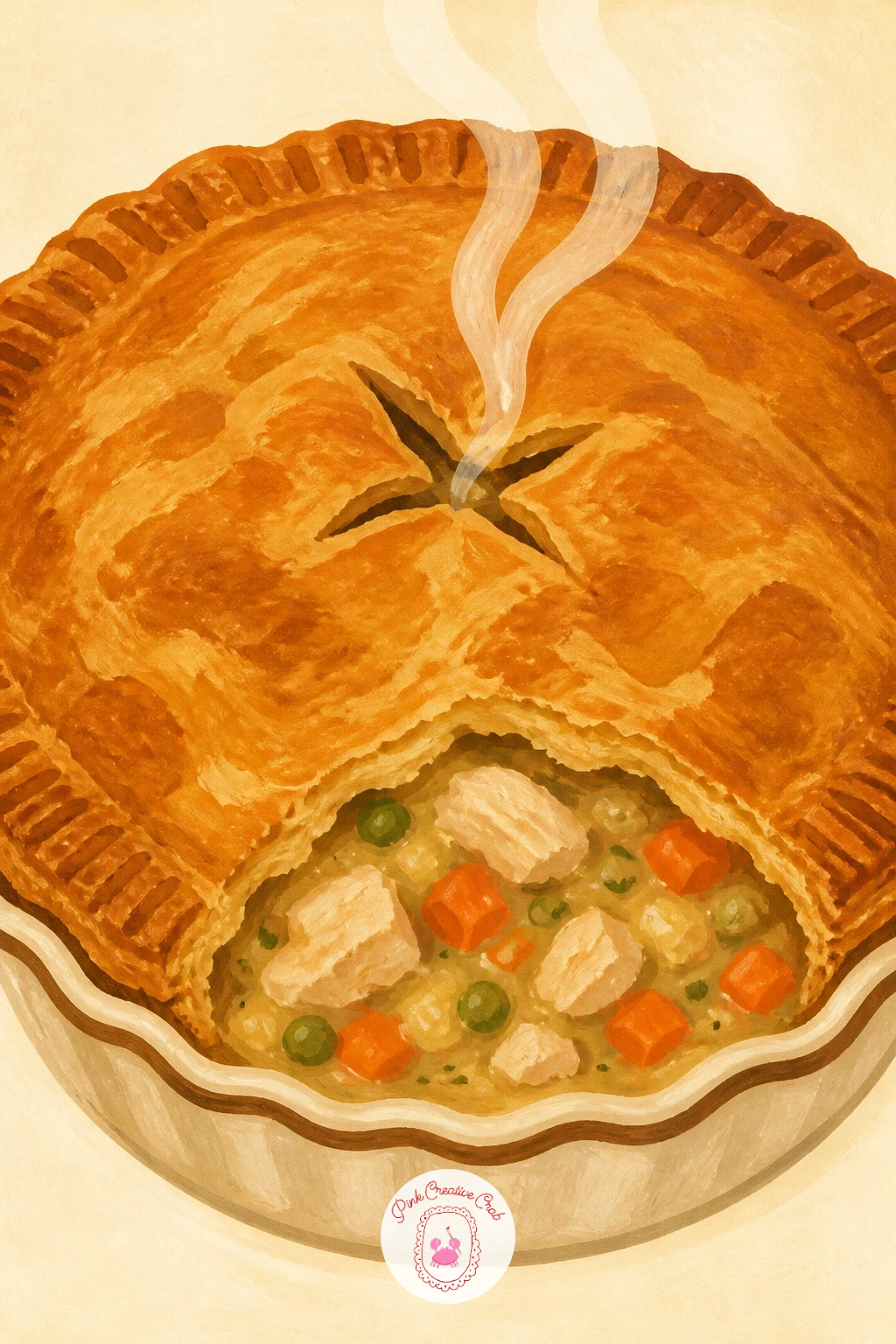 Chicken Pot Pie With Flaky Crust — Pot pie rewards patience with the crust, so start there. Food illustration
