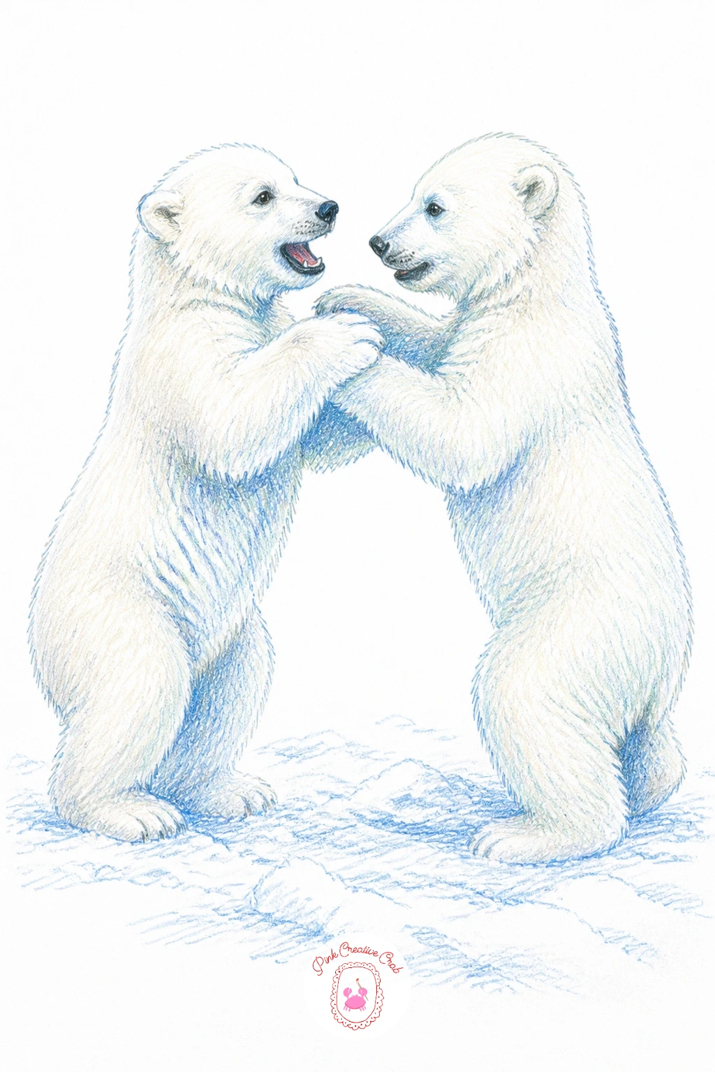 Two Young Bears Play-Fighting on Hind Legs — Balance two young polar bears play-fighting on their hind legs by measuring them against each other as you sketch