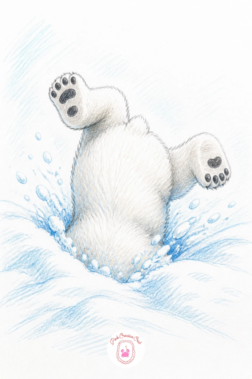 Cub Tumbling Headfirst Into Snowdrift — Keep the ten-minute version playful: a polar bear cub tumbling headfirst into a snowdrift, back legs still kicked up in