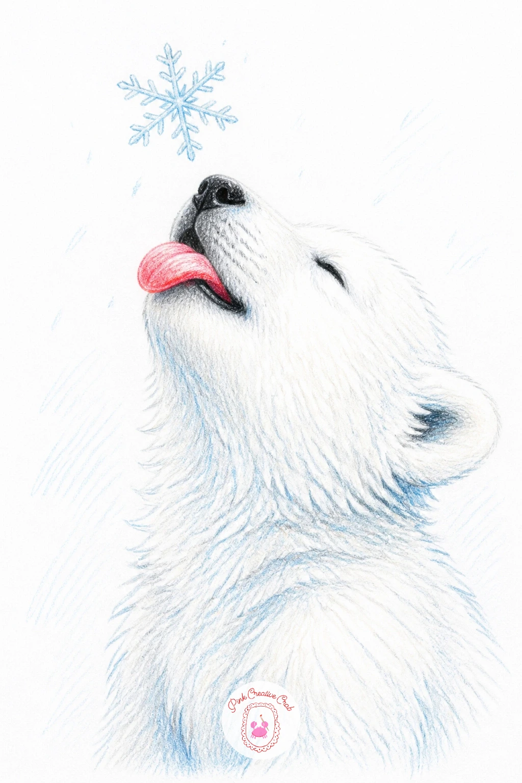 Cub Tasting First Snowflake — Once the basic cub shape feels easy, vary it here: a cub tasting its first snowflake on its tongue, head tilted straight up