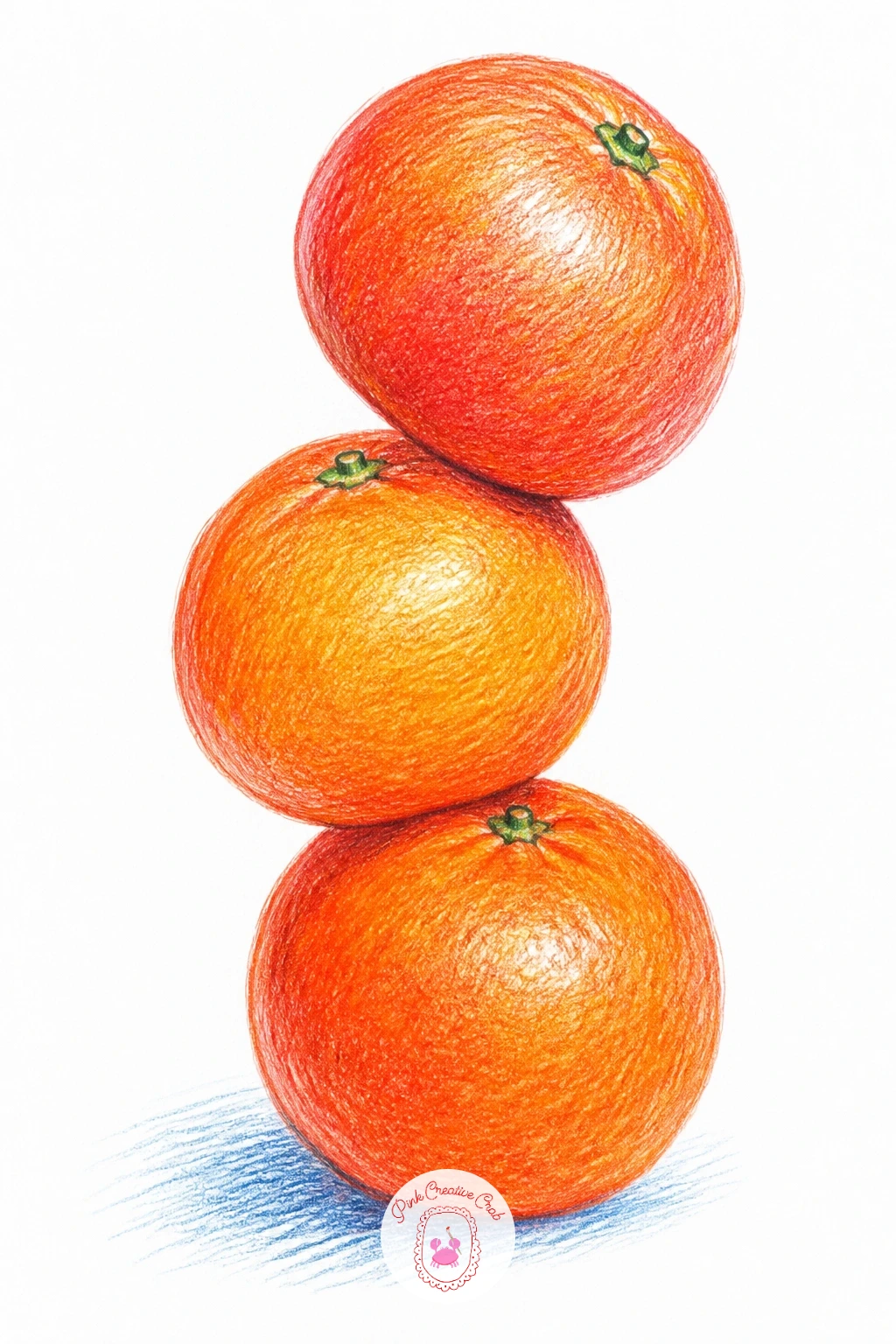 Three Clementines Stacked in a Wobbly Tower — Go small and playful with three clementines stacked into a precarious little tower, as if a child just balanced