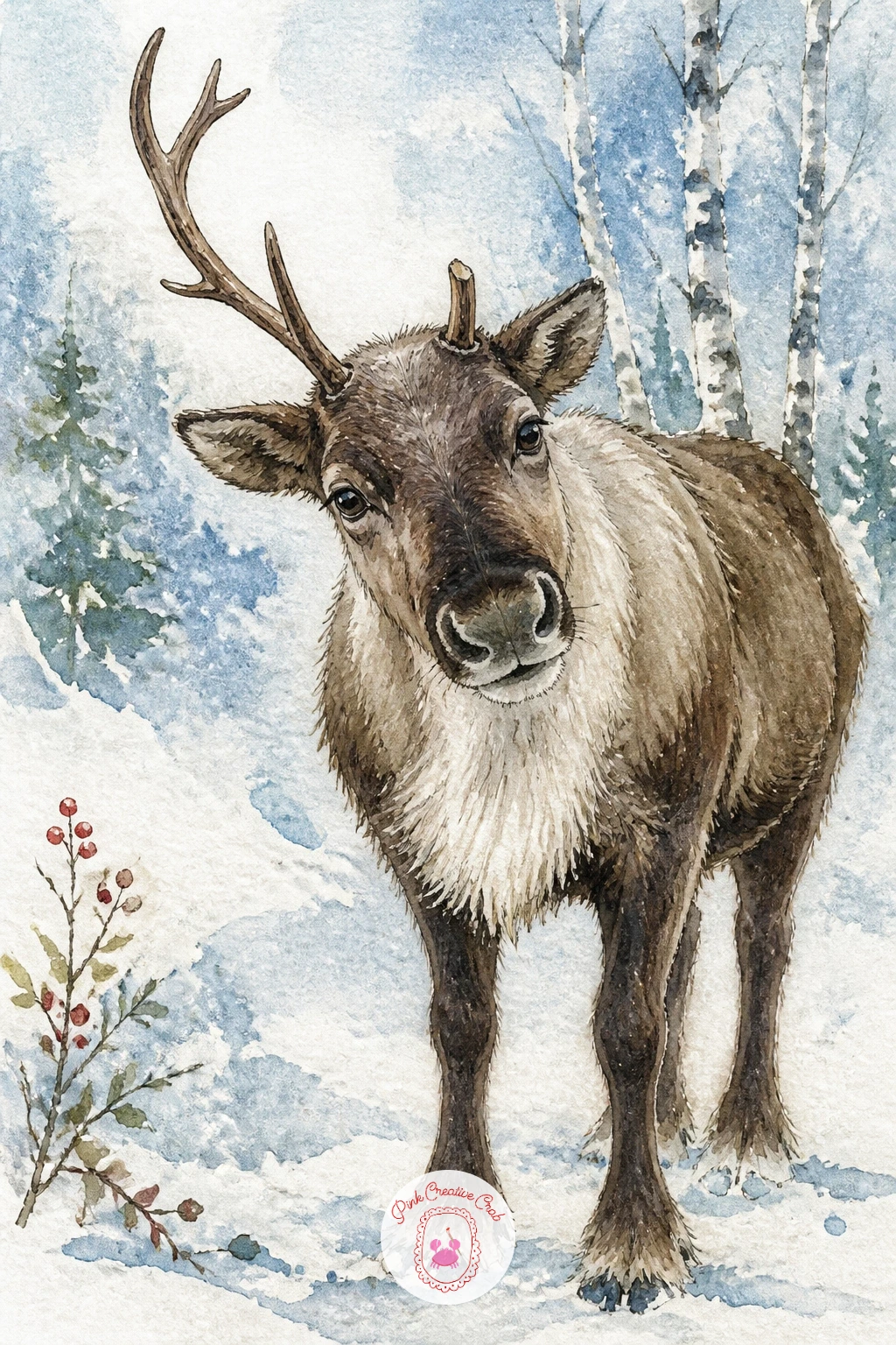 Reindeer With One Shed Antler — The charm of this one is its slight lopsidedness, so exaggerate the asymmetry just a touch once you have the head drawn.