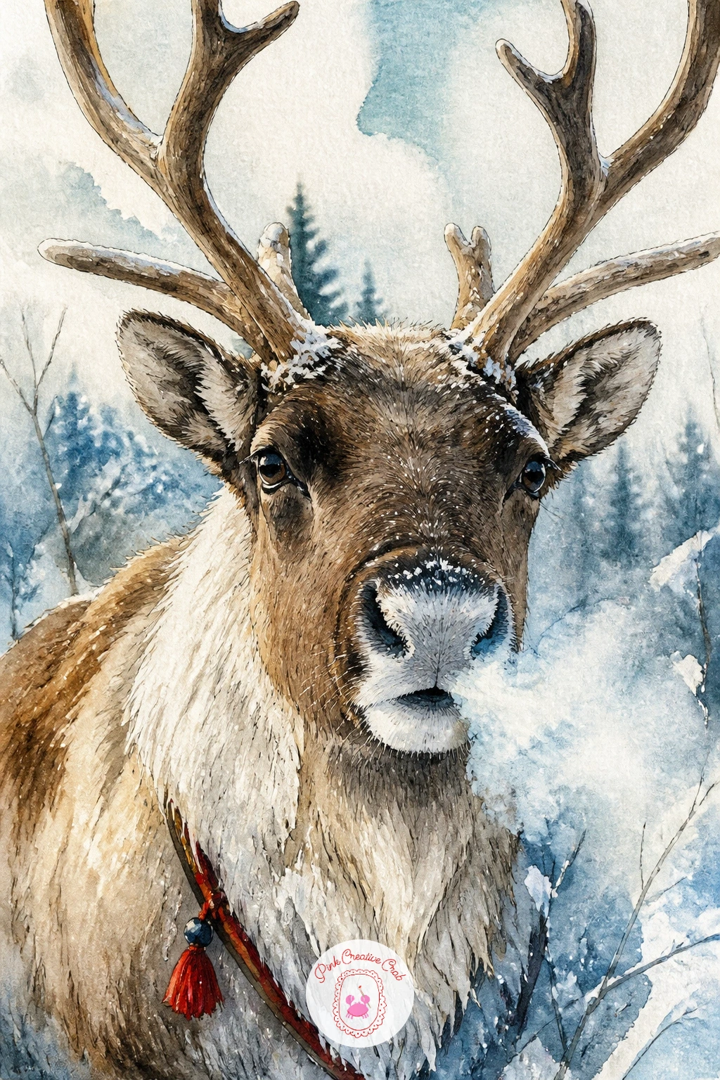 Reindeer Breathing Steam on a Frosty Morning — Steam breath is the whole point here, so plan for it before painting anything else: leave a soft, cloud-shaped
