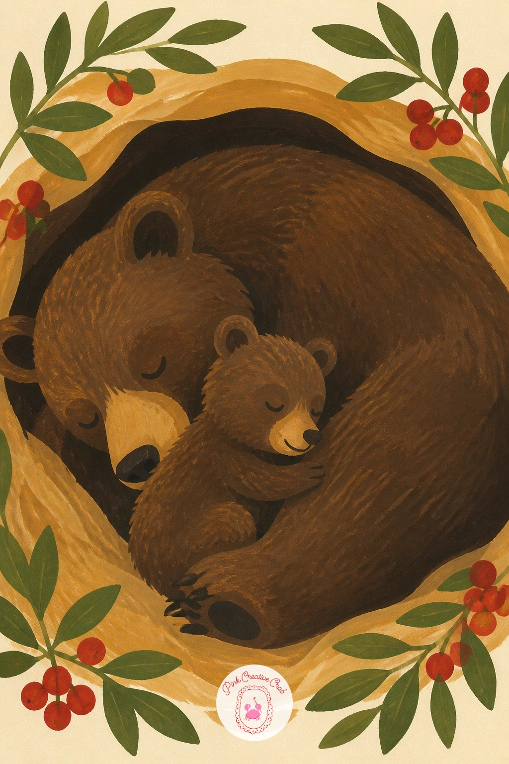 Cub Snuggled Against Its Mother — Build this one as a single rounded unit rather than two separate bears glued together. Bear illustration
