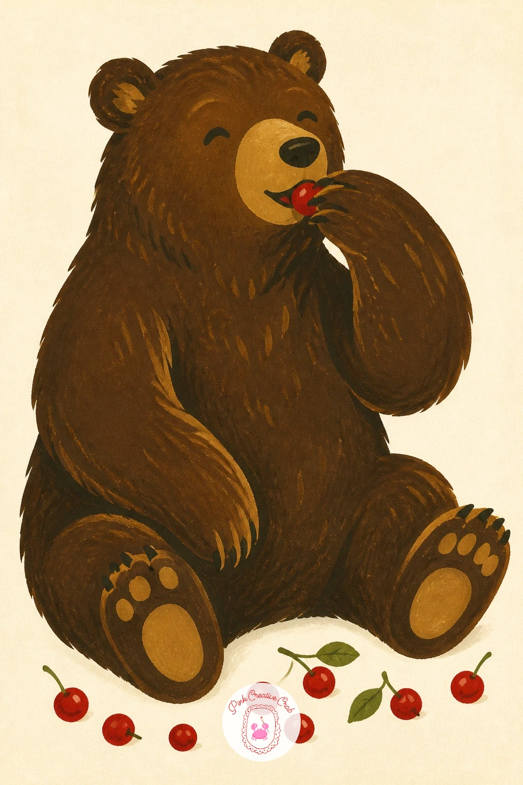 One Last Berry Before Hibernation — Give this bear a clear little action: stuffing one last berry into its mouth before the long sleep. Bear illustration