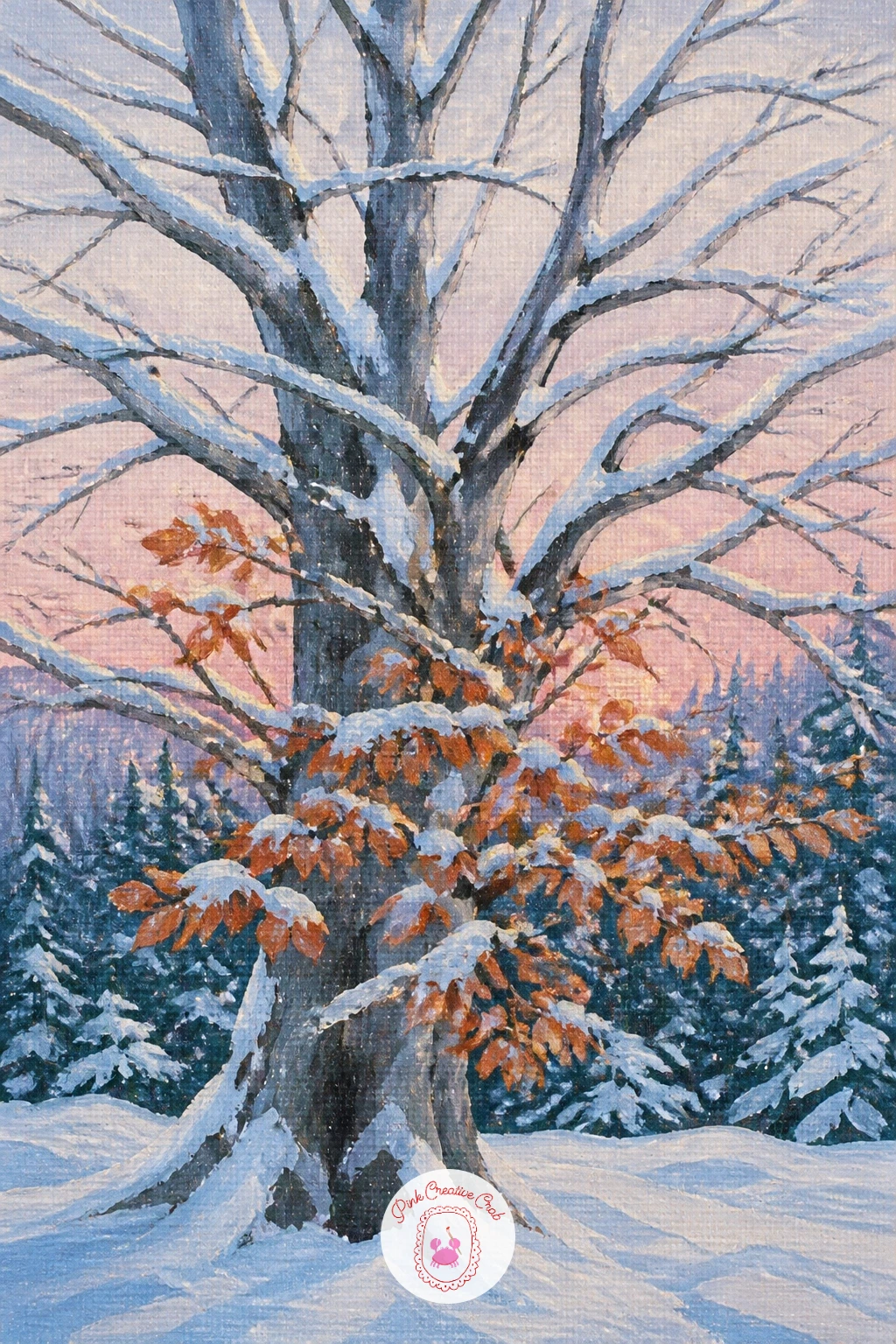Beech Tree Holding Copper Leaves in the Snow — Beech trees famously hang onto a scatter of dried copper leaves well into winter, which gives you a warm color