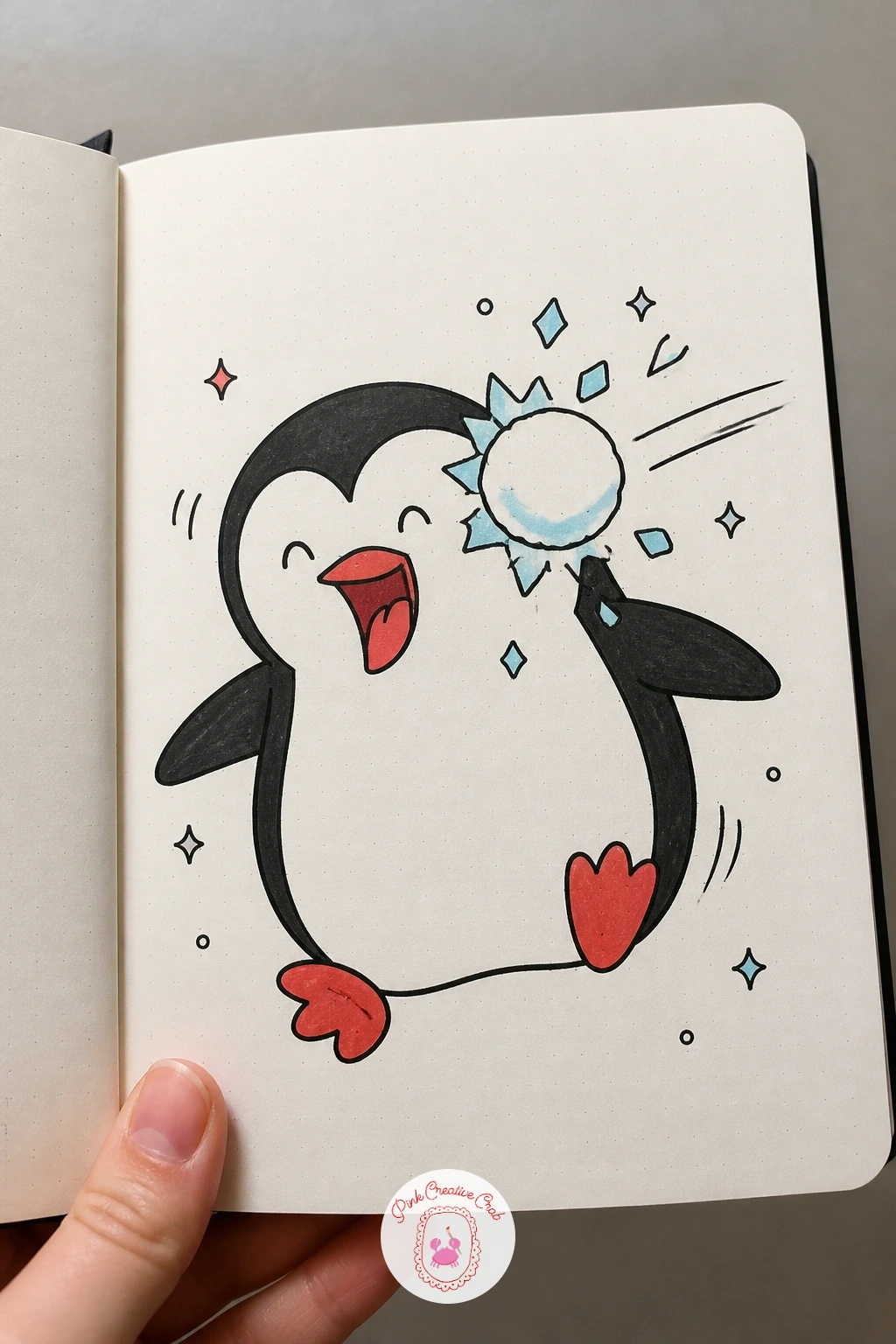 Penguin Hit By A Snowball, Laughing — Catch this penguin right at the moment of impact, snow exploding across one side of its face while it laughs rather than