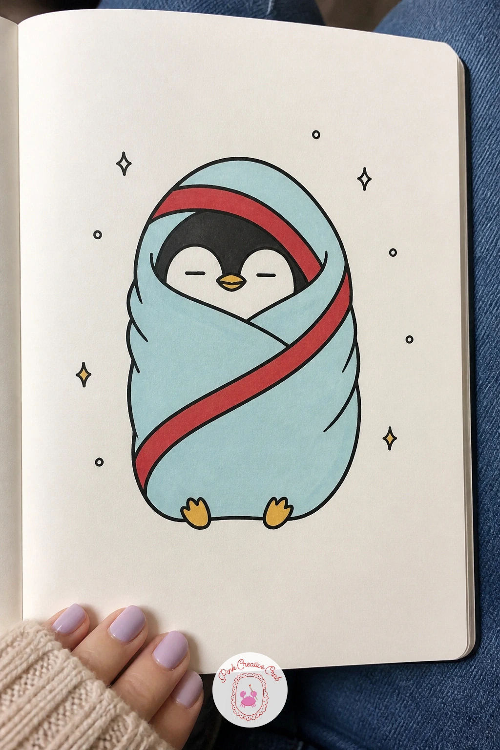 Penguin Wrapped Like A Burrito — Roll this penguin up in a blanket so only the head pokes out one end, like a tiny feathered burrito tucked in for the night.